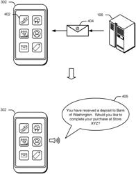 Context-based action recommendation based on a purchase transaction correlated with a monetary deposit or user biometric signs in an incoming communication