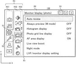 Electronic device with multi-tab menu item display