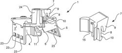 Holding frame comprising a fixing element held in a movable manner