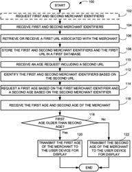 Systems and methods for proactively informing users of an age of a merchant during online transactions