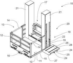 Work basket with lift platform for deploying and retrieving highway panels