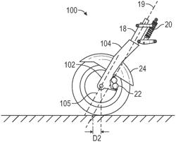 Method of converting a two-wheel motorcycle to a three-wheel motorcycle with reduced trail distance