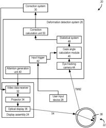 Image correction due to deformation of components of a viewing device