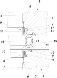 Plug connection between two tubular workpieces made of concrete, each workpiece having an inner liner made of plastic