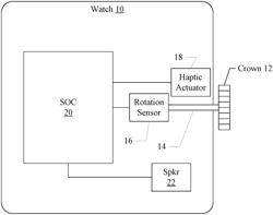 Watch crown haptic support to provide detent-like operation