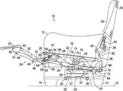 ROCKER RECLINING MECHANISM FOR A ROCKER RECLINER ROCKING BETWEEN THE ARMS