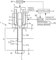 Nut and bolt tightening method and tightening device