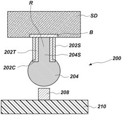 Microelectronic components including metal pillars secured to bond pads, and related methods, assemblies, and systems