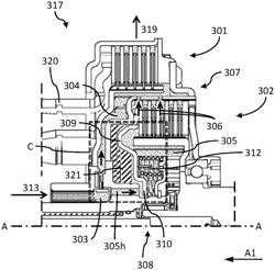 Dual clutch torque transmission system with concentric clutches and cooling fluid supply, vehicle with the system and method of cooling the system