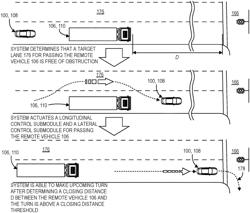 EGO VEHICLE HAVING A SYSTEM FOR PASSING A REMOTE VEHICLE ASSOCIATED WITH A PREDICTED SLOWNDOWN EVENT