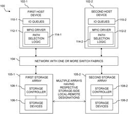 HOST DEVICE WITH MULTI-PATH LAYER CONFIGURED FOR ALIGNMENT TO STORAGE SYSTEM LOCAL-REMOTE DESIGNATIONS