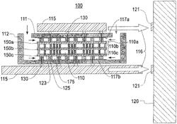 Assembly including plural through wafer vias, method of cooling the assembly and method of fabricating the assembly