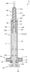 Syringe-shaped spraying device