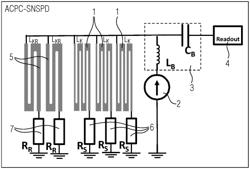 Device and system for single photon detection using a plurality of superconducting detection means connected in parallel