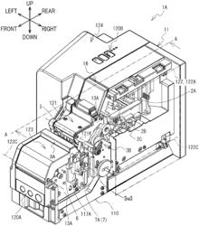 LABEL AFFIXING DEVICE INCLUDING PRINTER PRINTING ON TAPE, CUTTER CUTTING PRINTED TAPE, PEELING PART PEELING LABEL OFF RELEASE MATERIAL, AND AFFIXING PART AFFIXING LABEL TO ADHEREND