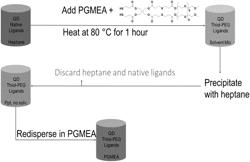 Thermally stable polythiol ligands with pendant solubilizing moieties