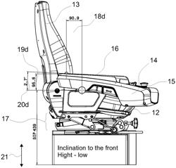 Height-adjustable control lever carrier for a commerical vehicle seat