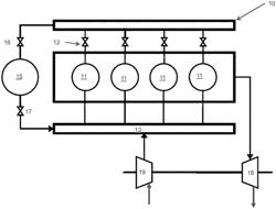 Gas combustion engine with combustion gas recuperation