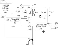 Flyback power converter and switched capacitor converter circuit capable of step-up and step-down conversion thereof