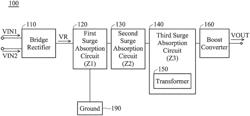 Power supply device for suppressing surge