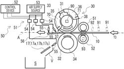 CUTTING WASTE REMOVING DEVICE, SLOTTER DEVICE, AND BOX MAKING MACHINE