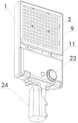 LED lamp with lens panel fixed to rotating shaft