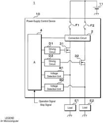 Power-supply control device, blowing method, and computer program