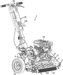 WALK REEL MOWER WITH PIVOTAL SHIELD