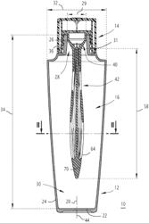 Conditioning and application device for a biphasic fluid cosmetic