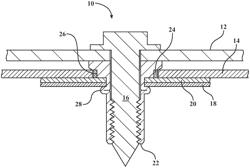 Rivet nut with compression limiter shoulder