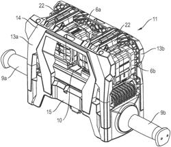 Power tool having a protective guard-bracket device for rechargeable batteries